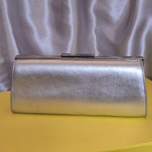 American Vintage Metallic Silver Evening Clutch By Casual Corner